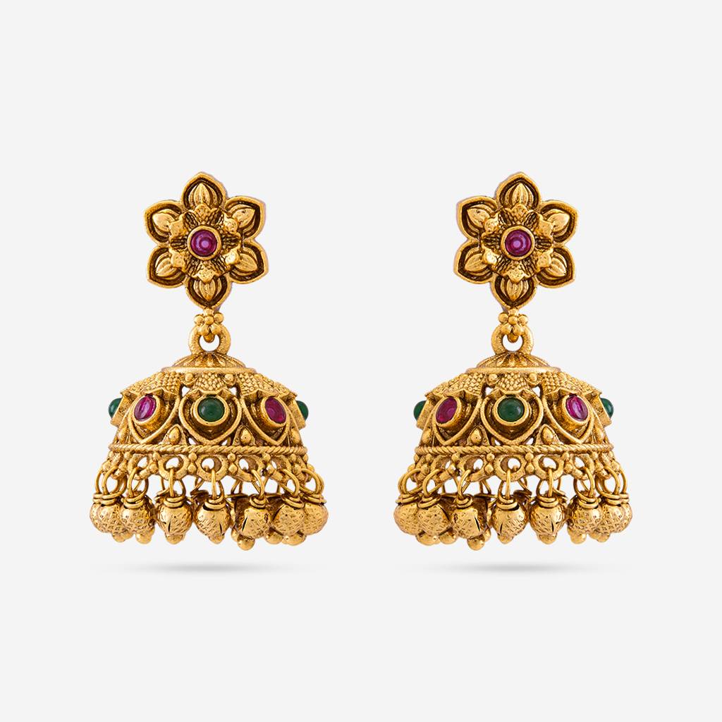 Ruby-Green Gold - Plated Festive Antique Earring - 460584 : 460584