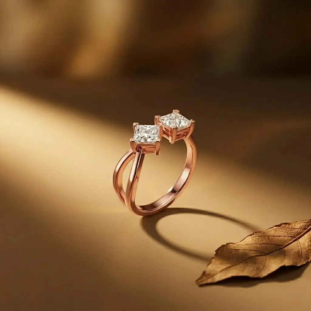 1Ct Moissanite Dual Princess Twist Ring : ZLM10015R-10N