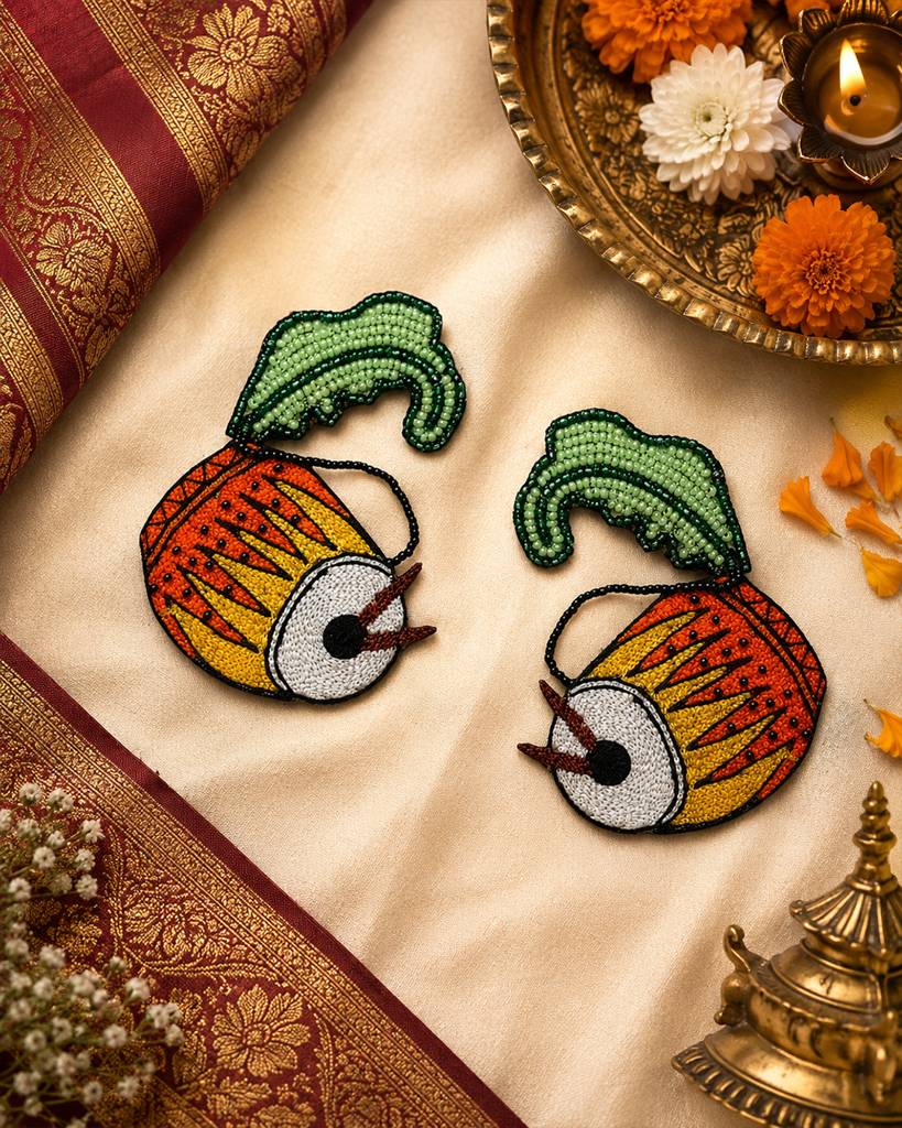 Dhak Ear Rings (Green Accent) : ER0135