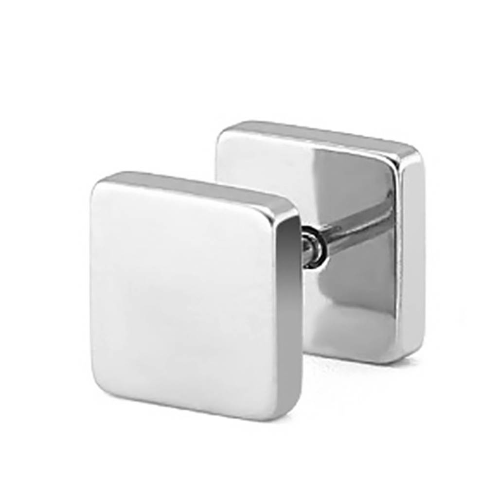 Stainless Steel Stylish Square Shape Stud Earring For Men (1 Pc.) : PX9ME3065S-S