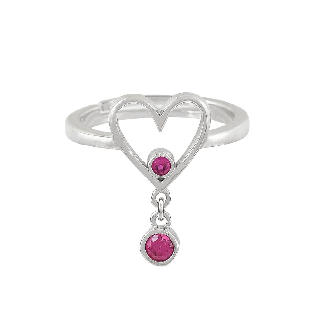 925 Sterling Silver Valentine'S Day Collection Pink Cz Heart Drop Ring : 8905124492637