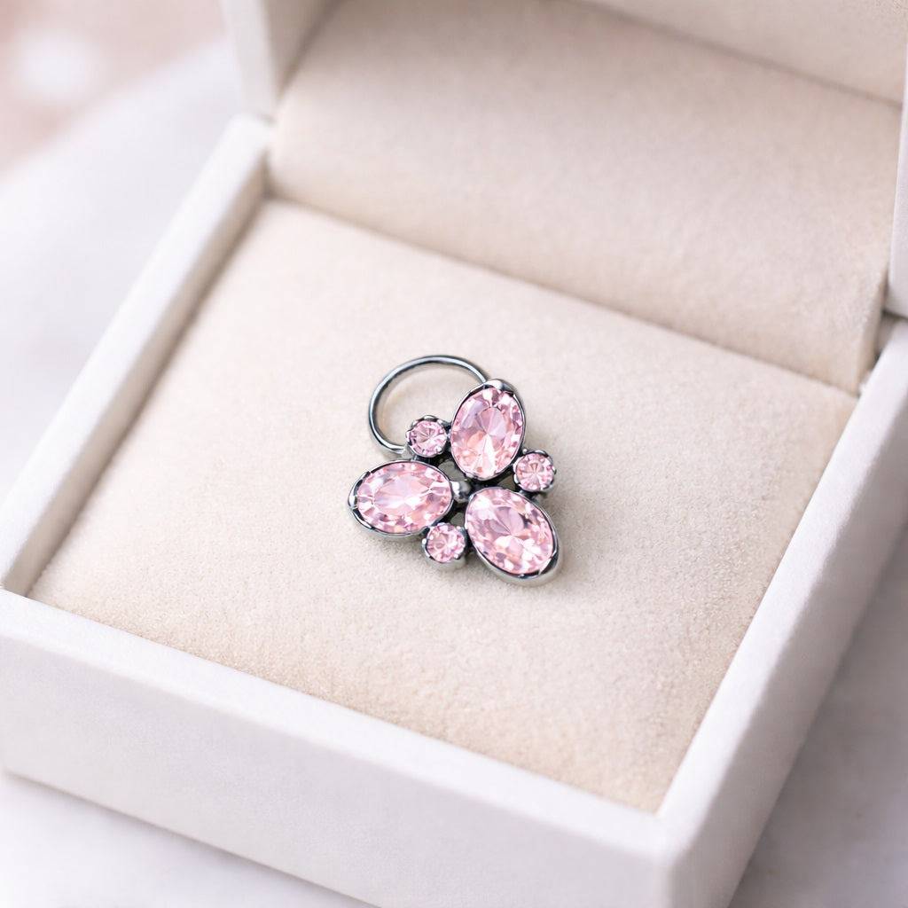 Pink Trio Gemstone Nose Pin 925 Sterling Silver : NP-00006