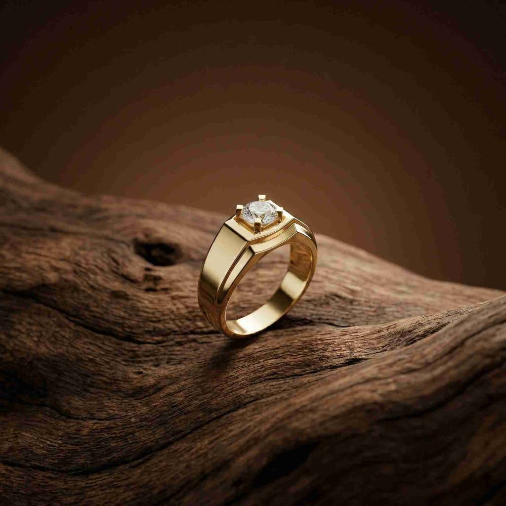 0.75Ct Moissanite Bold Bezel Set Solitaire Ring For Men'S : ZLM-10094Y-14N