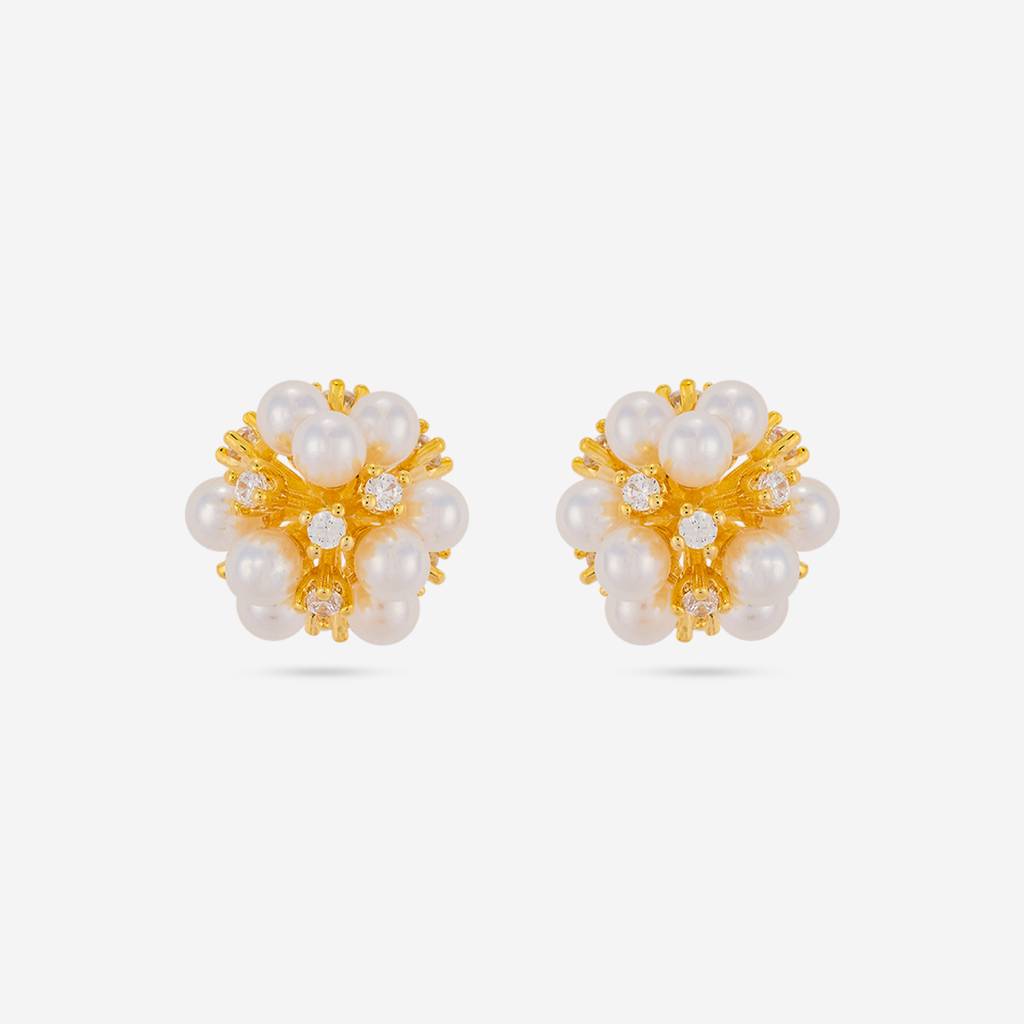 Pearl Gold - Plated Casual Wear Trendy Zircon Earring - 464638 : 464638