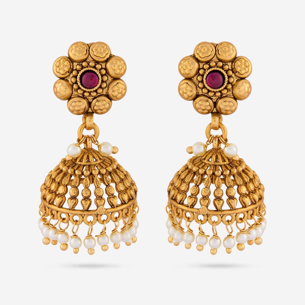 Ruby Gold - Plated Festive Antique Earring - 470094 : 470094