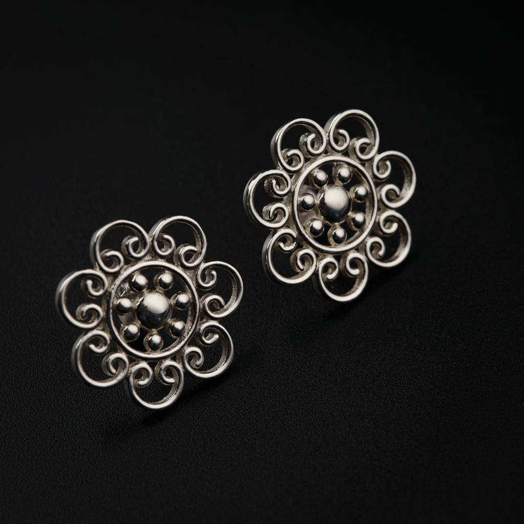Gopadma  Filigree Earrings Silver : 40177303