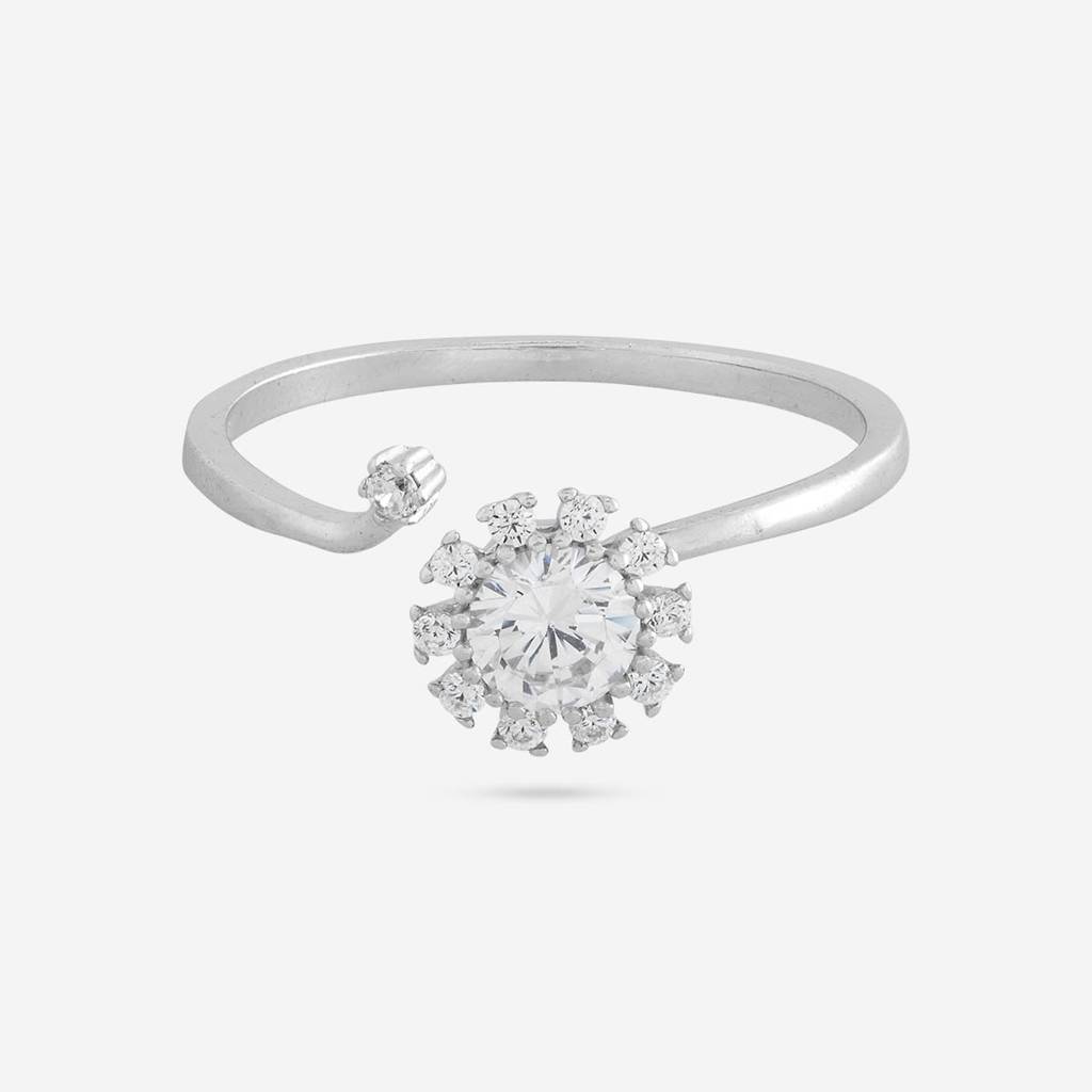 White Rodium Plated - Office Wear Silver Finger Ring - 465686 : 465686