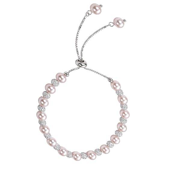 Silver Plated Fancy Adjustable Bracelet For Women & Girls Pearl & Crystals Studded Festive & Casual Wear Jewellery  : PX9B291W