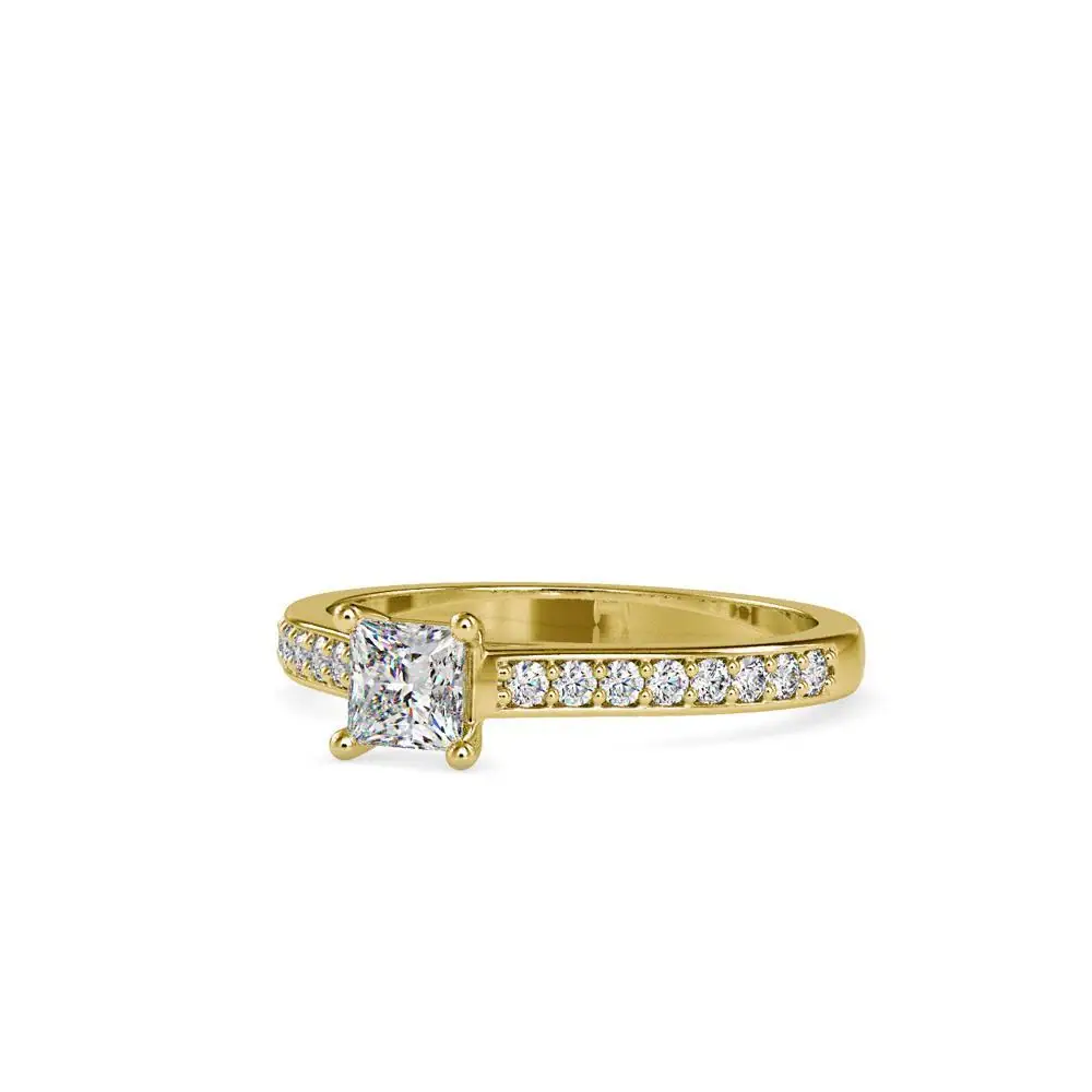 Royal Pave Princess Cut Solitaire Ring : 14kRoseZNR55F10