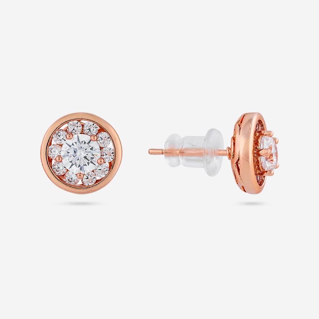 White - Plated Casual Wear Trendy Zircon Earring - 467182 : 467183