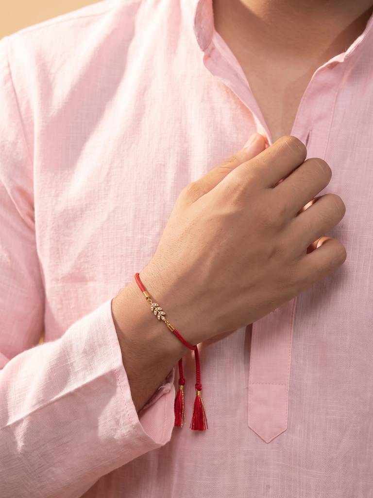 Sacred Crystal Blossom Rakhi For Men - Waterproof & Anti-Tarnish : RK0061