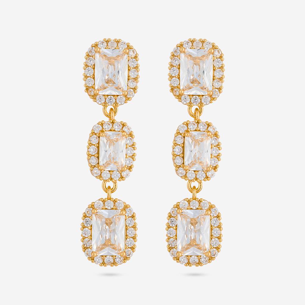 White - Plated Casual Wear Trendy Zircon Earring - 467009 : 467009
