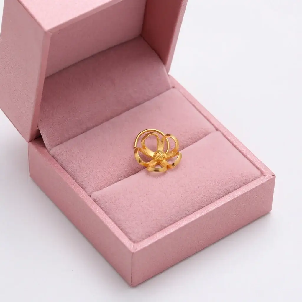 Minimalist Floral Openwork Nose Pin 925 Sterling Silver Yellow Plated : NP-00151