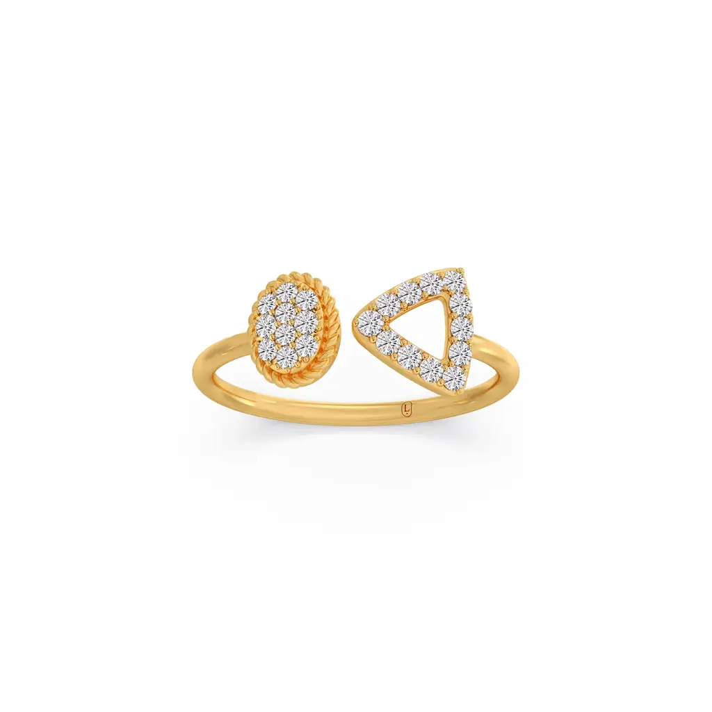The Triangle And Oval Open Diamond Ring : LJ-R00869-09YGLGD-10