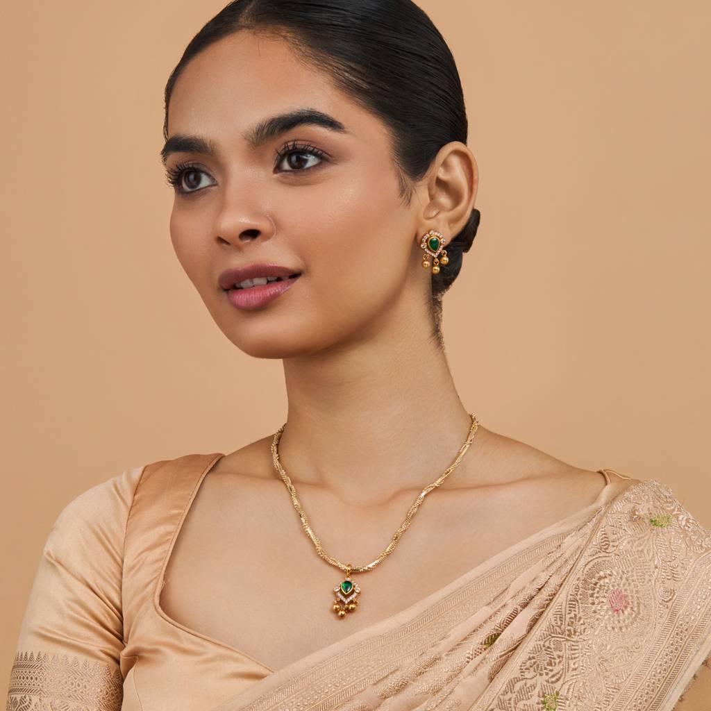 Gold - Plated Festive Temple Pendant Set - 426691 : 426691