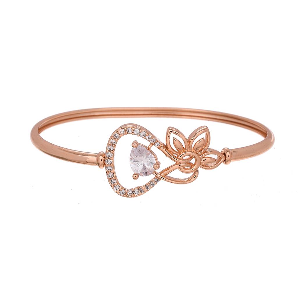 Cz Elegance Teardrop Cut White Zircon Floral Bracelet : 8905124478211
