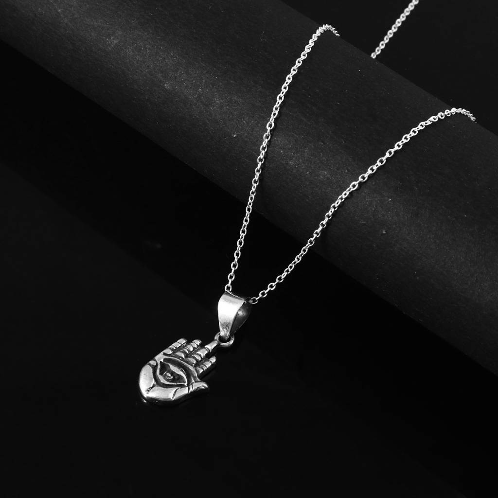 925 Silver Hamsa Eye Pendant Necklace : ZIRAK-Pendant-029