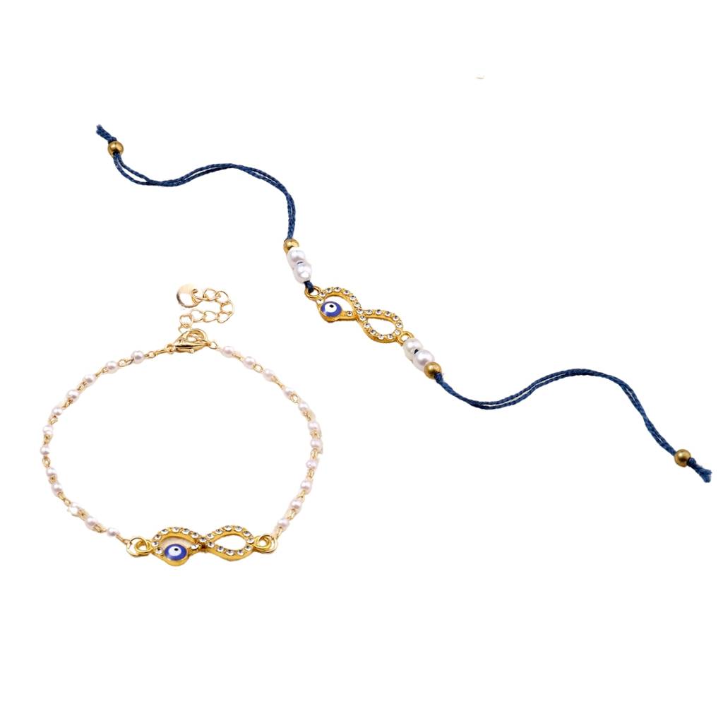 Infinity Evil Eye Rakhi For Bhaiya And Bhabhi : BS14222-4223-SIMPLE