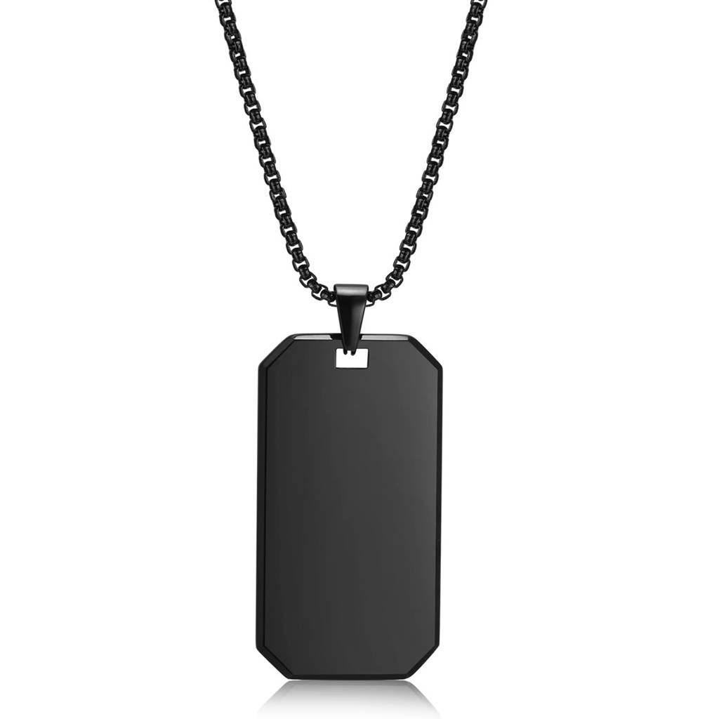 Black Stainless Steel Metal Army Military Theme Style Pendant With Chain Fashion Jewellery Gift For Men & Boys : PX9P68BL