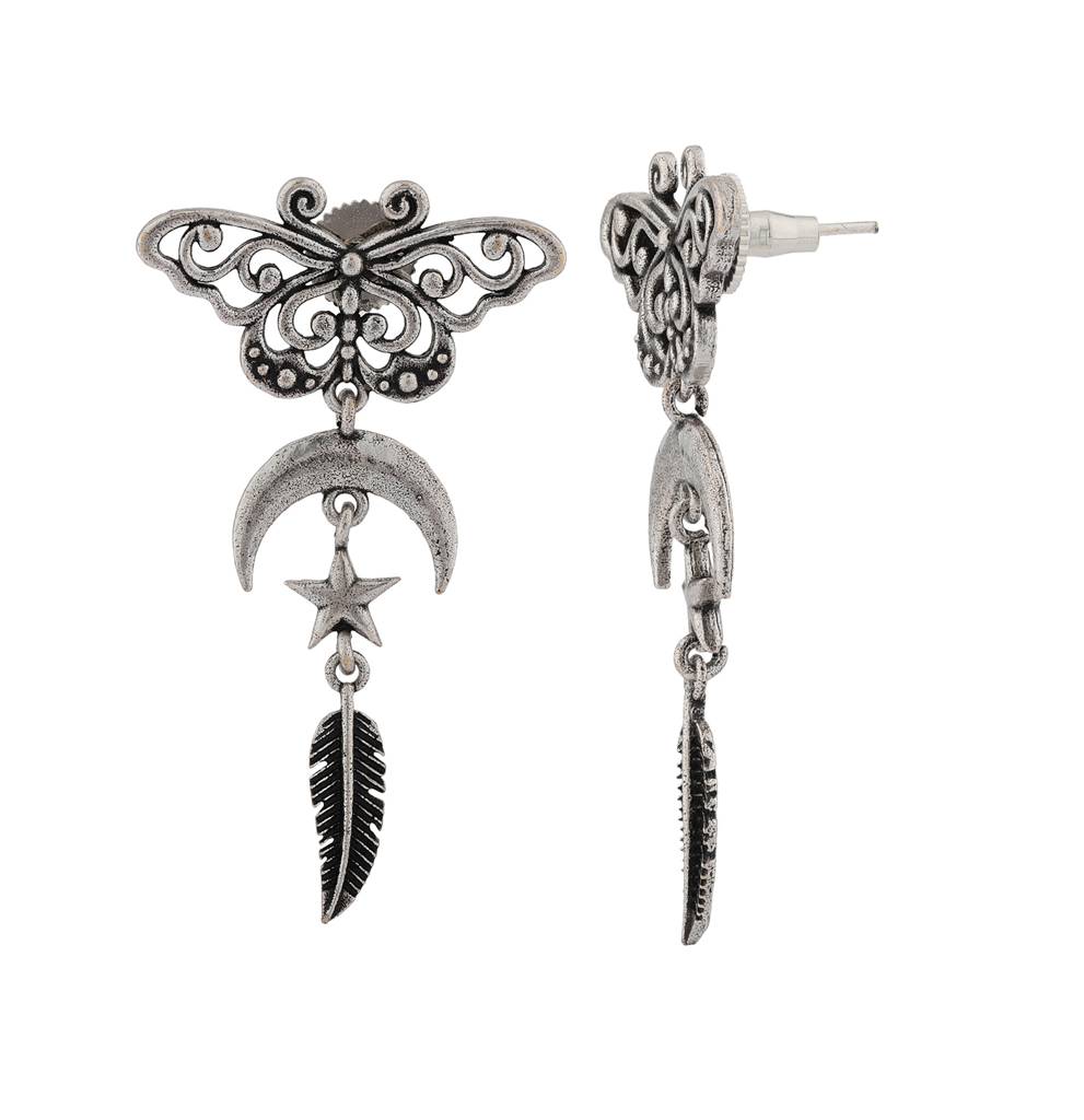 Boho Tribe Whispering Wings Oxidised Earrings : 8905124557534
