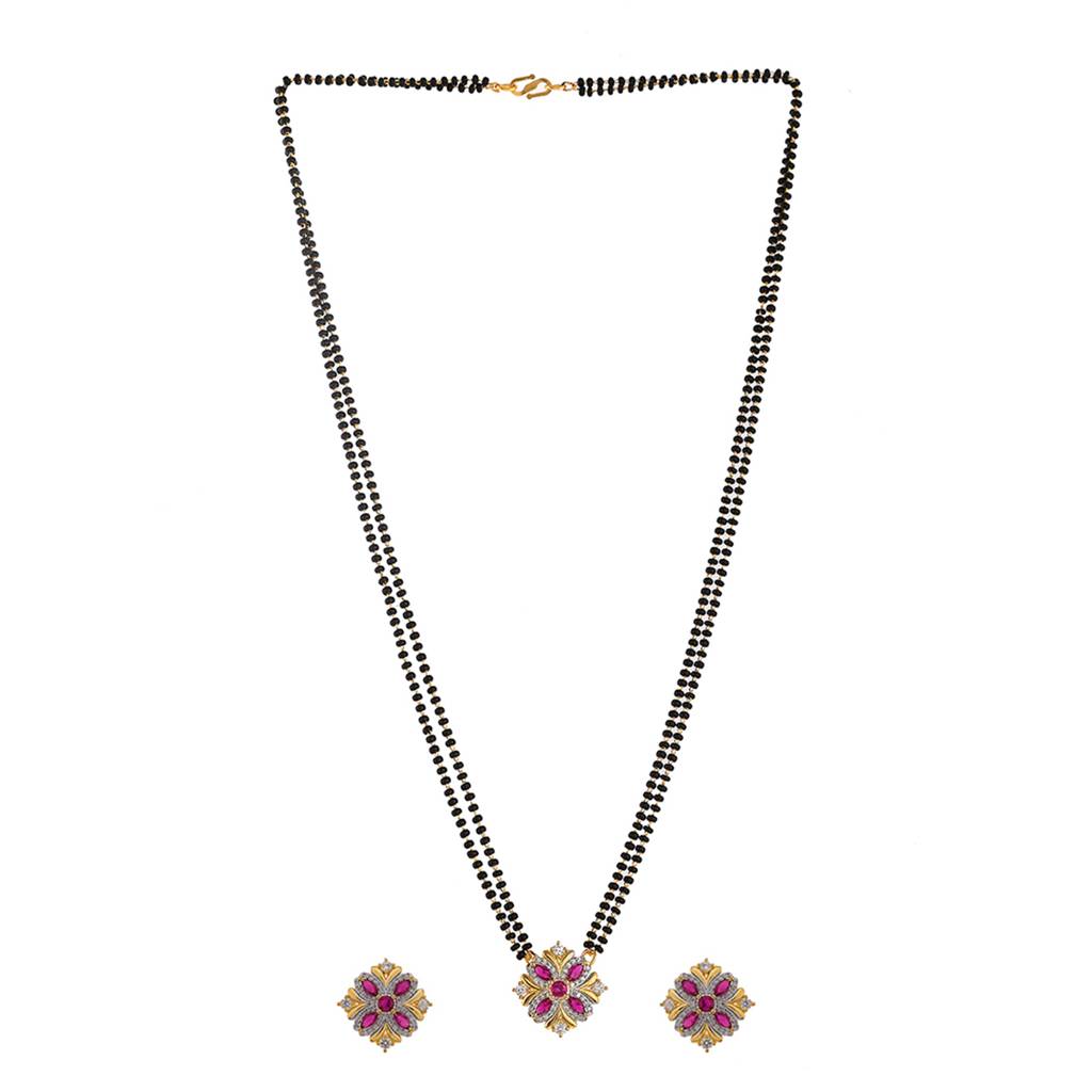 Sparkling Essentials Pink And White Cz Mangalsutra Box Set : 8905124471939