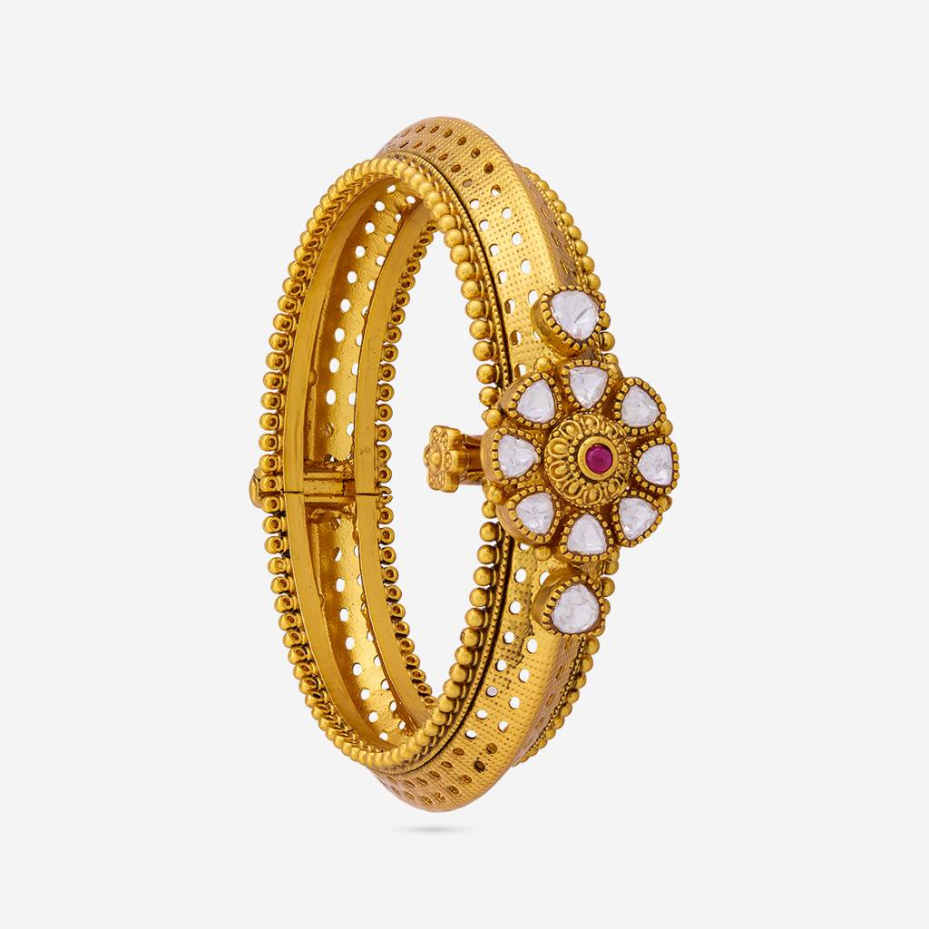 Ruby Gold - Plated Festive Antique Kada - 457446 : 457446