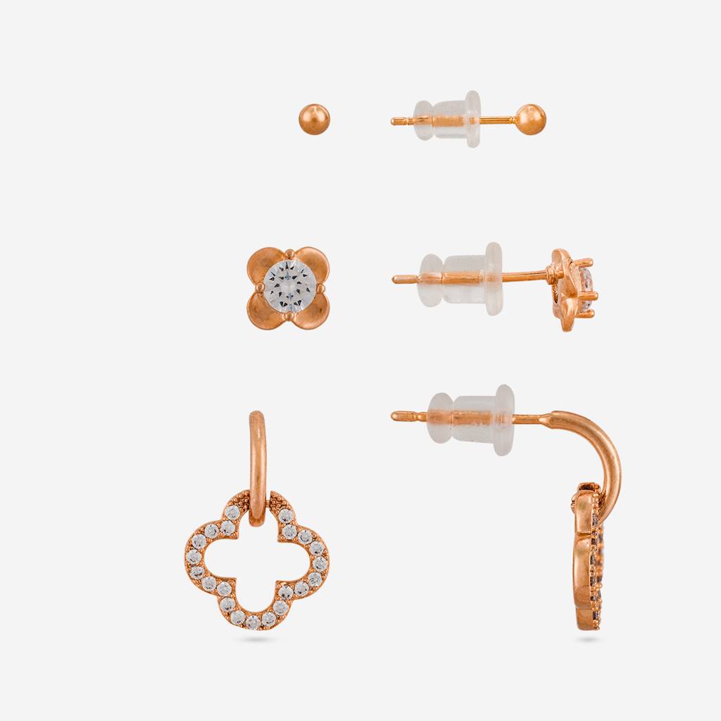 White - Plated Casual Wear Trendy Zircon Earring - 464789 : 464791