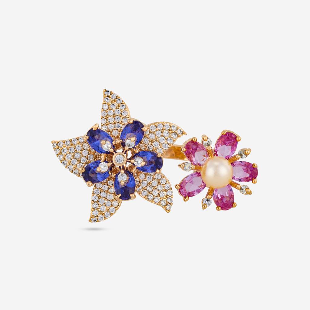 Gold - Plated Party Wear Zircon Finger Ring - 460778 : 460778