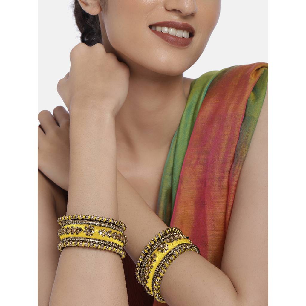 Peora Velvet Matching Fancy Silk Thread Chuda Bangle Set Navratri Gift For Women : PF51B46Y