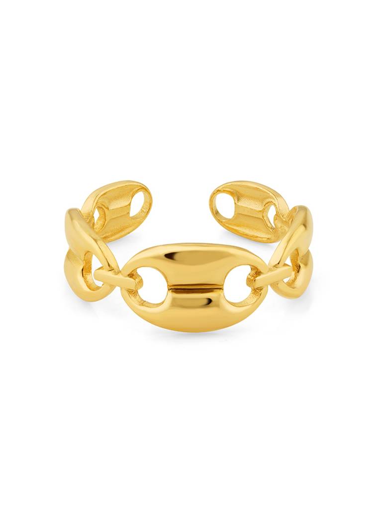 18K Gold Plated Bond Ring Stainless Steel Waterproof & Anti-Tarnish(Free Size) : R71SJSS0G