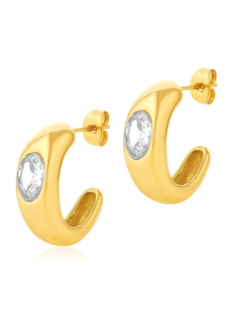 18K Gold Plated Golden Crest Earrings Stainless Steel Waterproof & Anti-Tarnish : E82SJSS0G