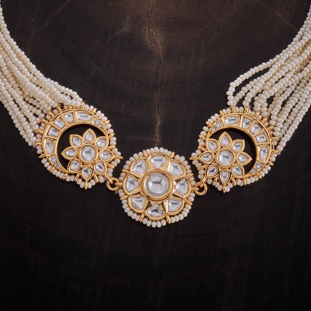 White Plated - Festive Kundan Necklace - 396456 : 396456