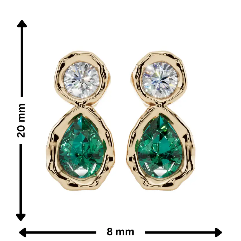 Emerald Orb Semi Silver Earrings : VFL02-G-SM