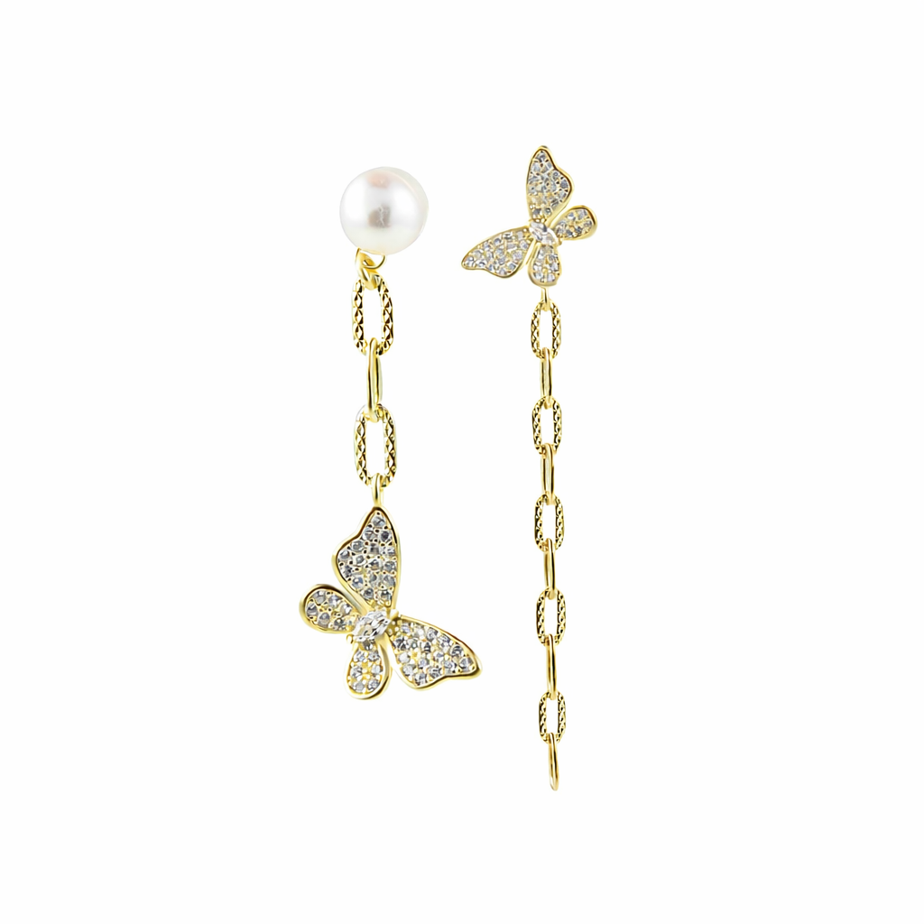 925 Sterling Silver Butterfly Earrings : TRERDJ0046Gold