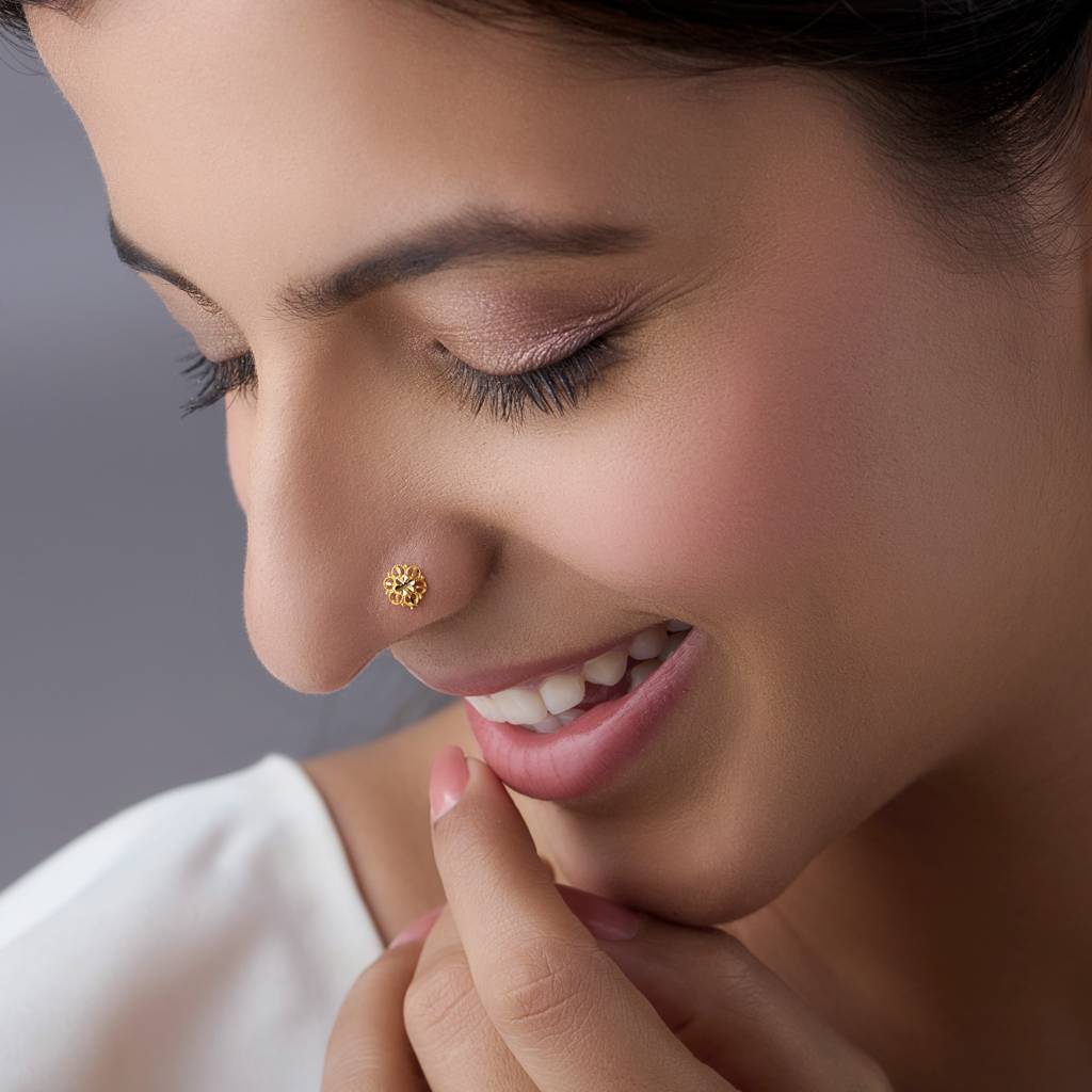 Yuvora 18K Yellow Gold Solis Bloom Nose Pin For Women | Screw Back Closure | Bis Hallmarked | Pure Gold  : PCNP1081-DC-18YG-IS
