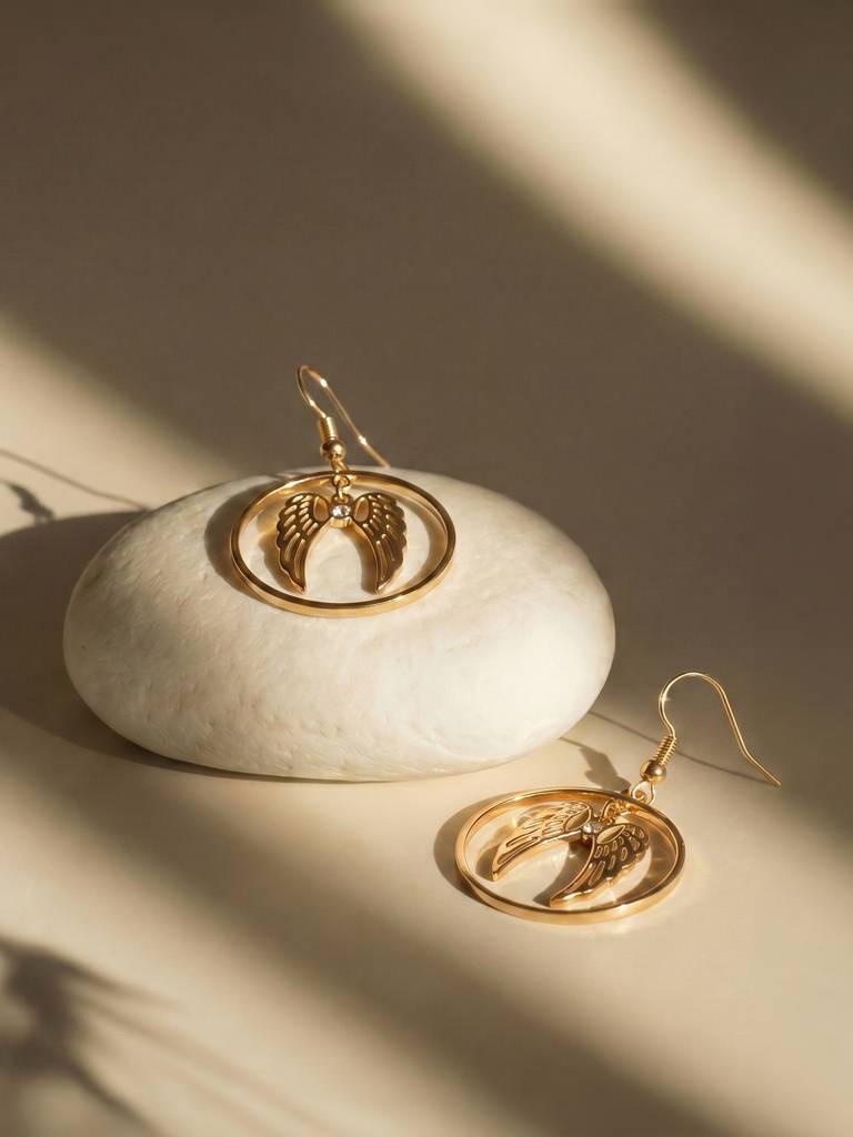 Halo Orbit Wing Accent Drop Earrings For Women - Waterproof & Anti-Tarnish : ER0482