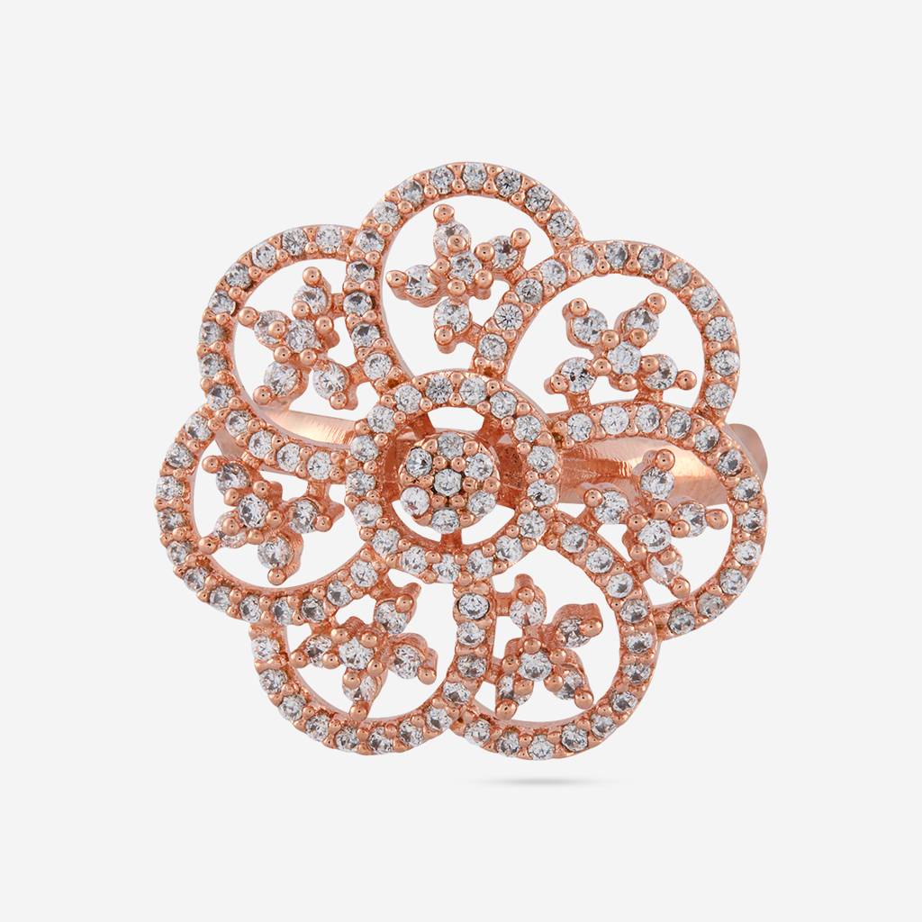White Gold - Plated Party Wear Zircon Finger Ring - 462366 : 461953