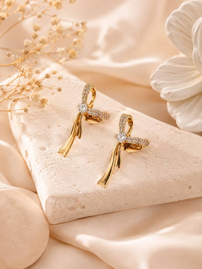 Celeste Ribbon Earrings – Gold-Plated : AN-LJ-GO-0046-DE