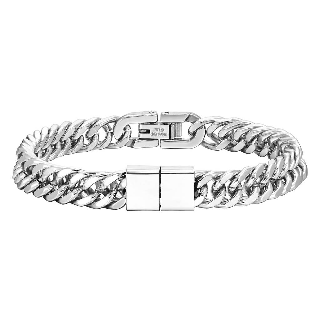Stainless Steel Cuban Link Chain Bracelet Modern Wristwear Fashion Jewllery For Men & Boys : PX9B185S