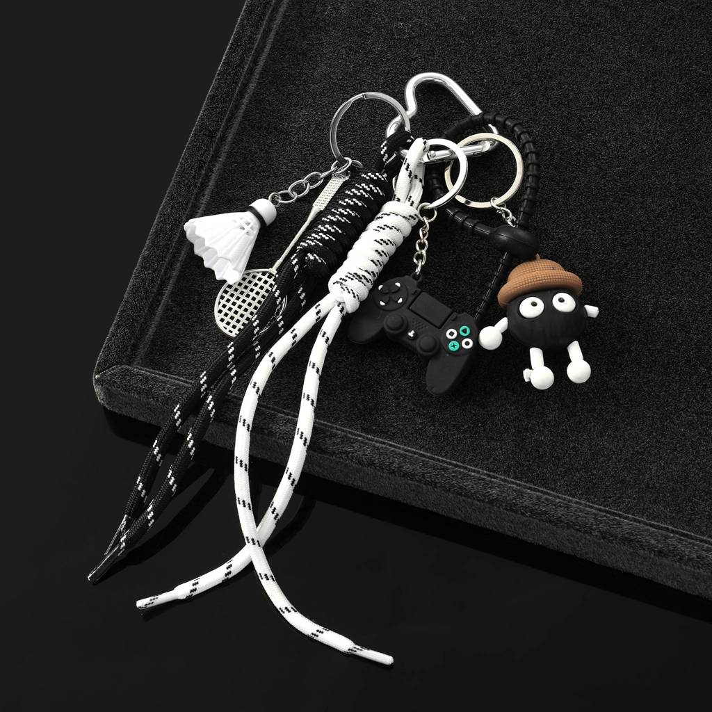 Cute Crochet Black Monster Bag Charm : C-BG-0006-BK-WH