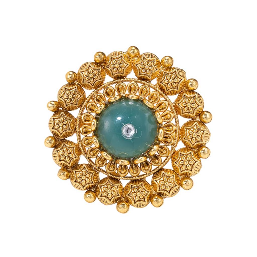 Ethnic Gold Plated Green Adjustable Finger Ring For Women : PF04R04G