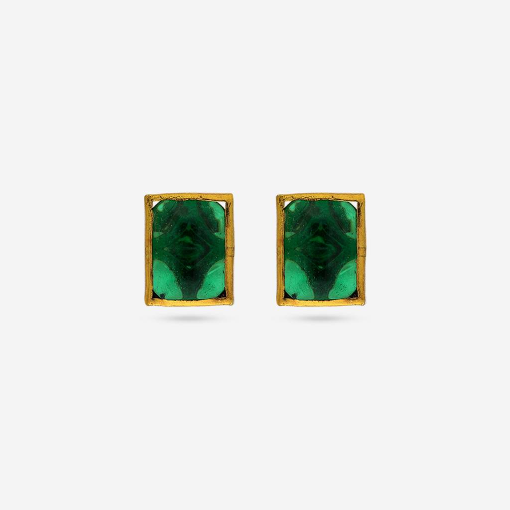 Green Gold - Plated Festive Temple Earring - 454401 : 454401