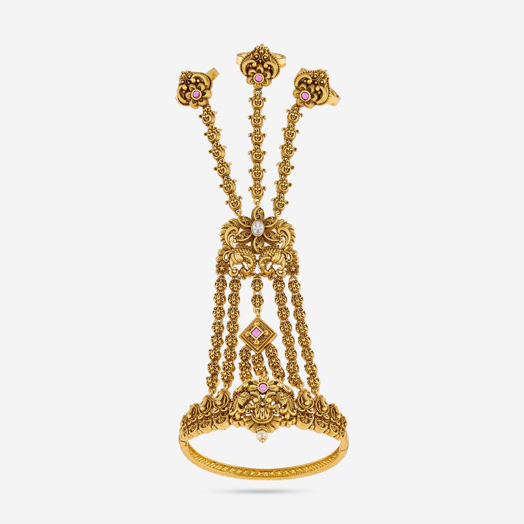 Ruby Gold - Plated Bridal Antique Hathpan - 452453 : 452453