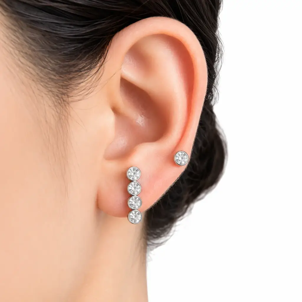 Crystal Bar Jewellery Set (Necklace + Earrings) | Silver Finish | Cz Stones : TWLK-JWLRYSET-WMNS-CRSTLBAR-SLVR-PK3