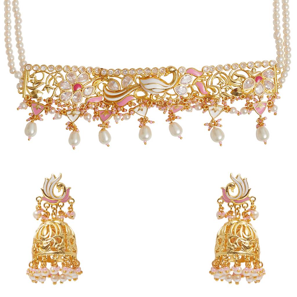 Traditional Necklace With Pearls And Lotus Design : 8905124444575
