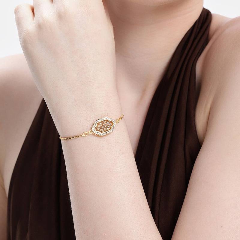 Dazzling Cz Oval Motif Slider Bracelet | Gift For Her : AD-165-IGWEBR