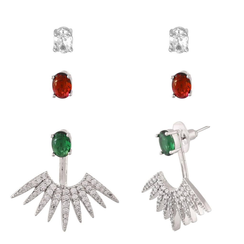 Fireworks Multi-Color Sparkle Burst Inter Changeable Ear Jacket Earrings : 8905124548266