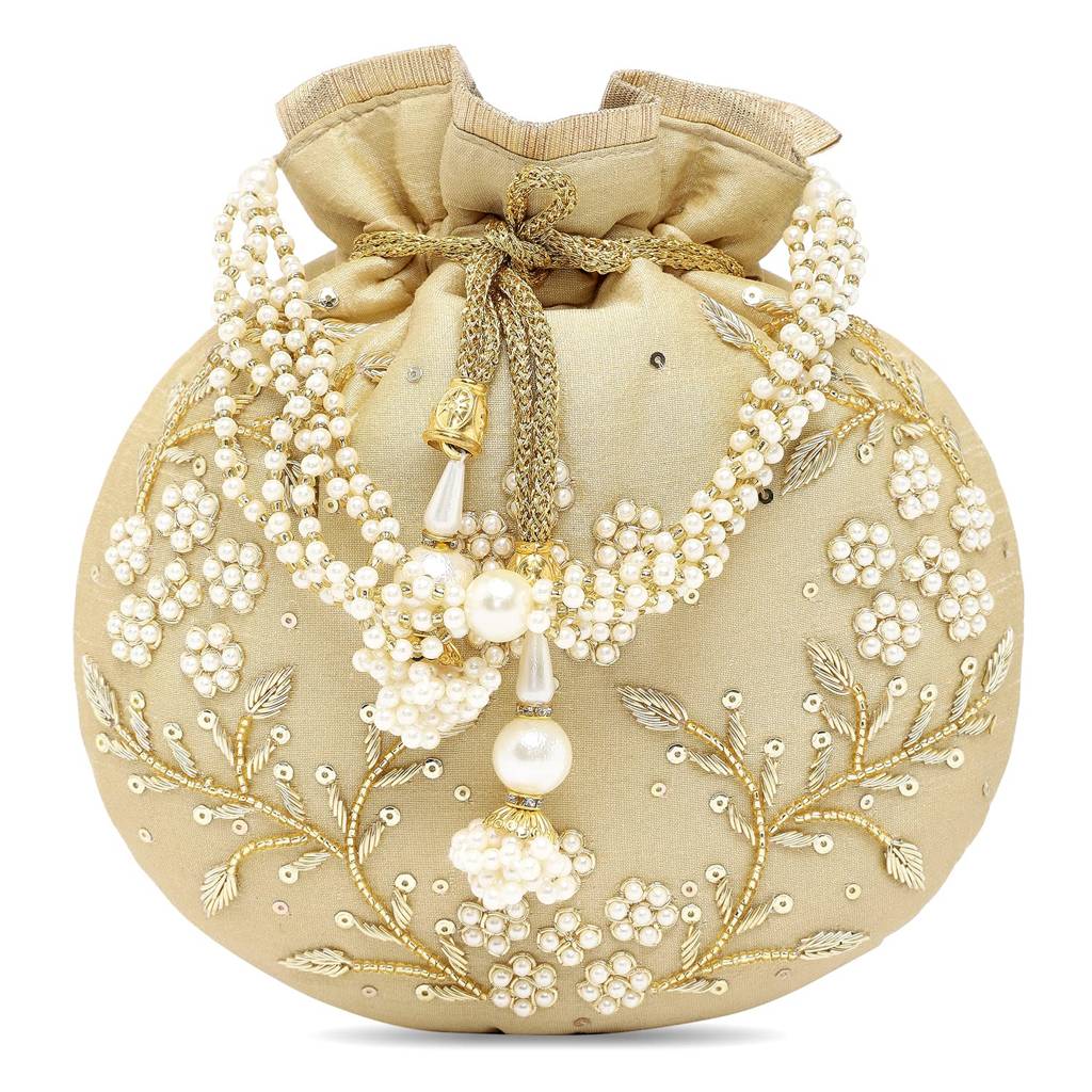 Rani Potli Bags For Women Evening Bag Clutch Ethnic Bride Purse With Drawstring (P86Rp) : P86G