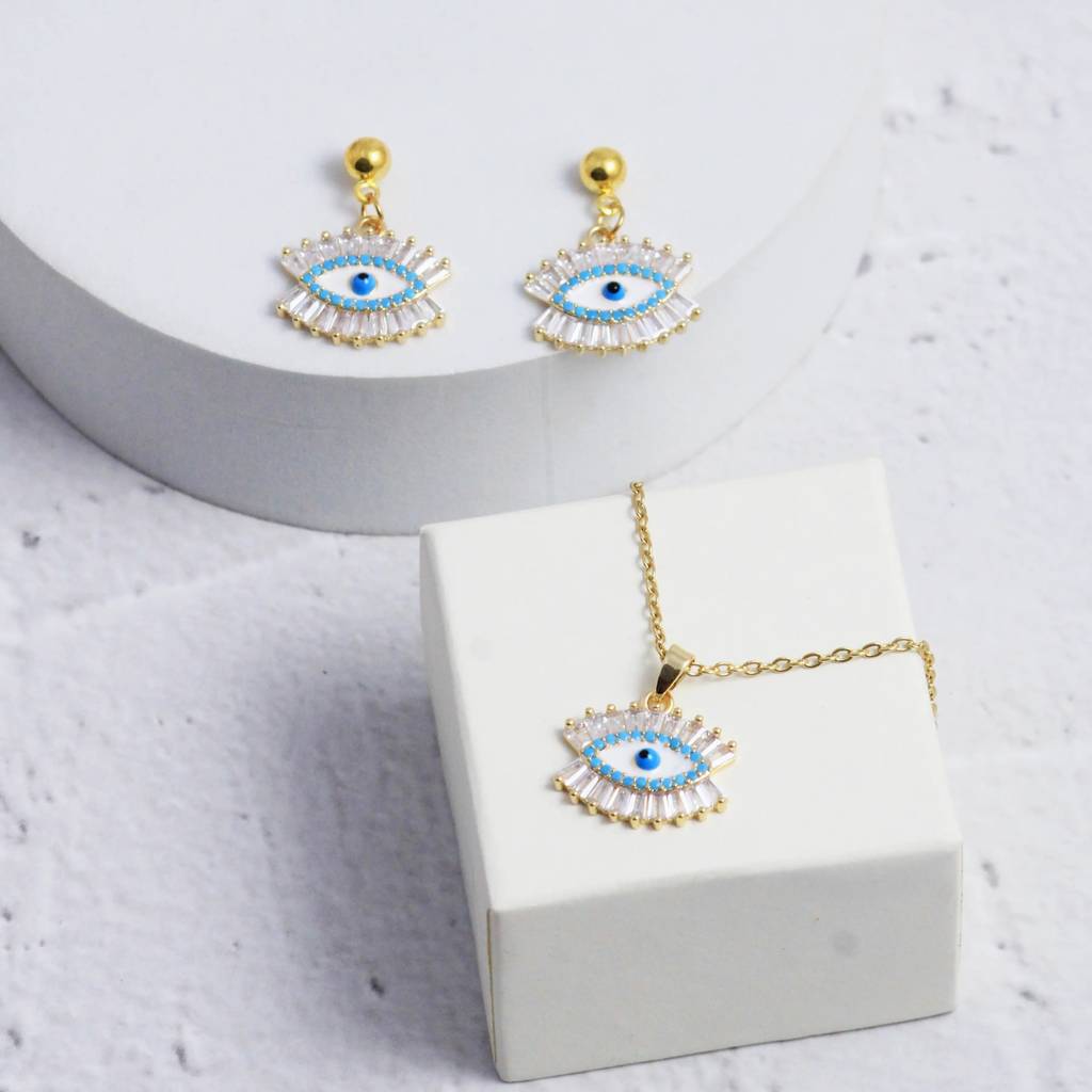 Eye Of Protection Earrings And Necklace Set : EN21501