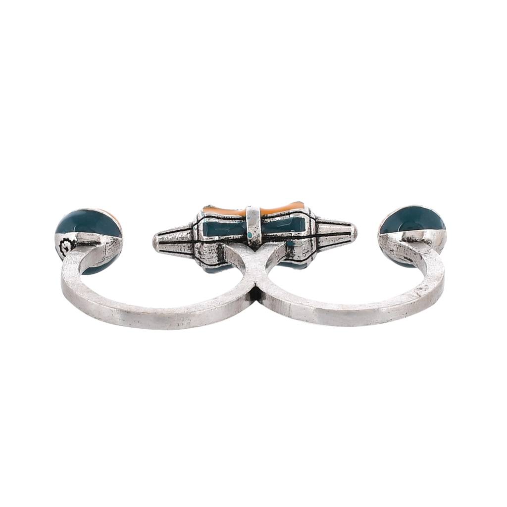 Zulu Zuri Enameled Two Finger Ring : 8905124513646